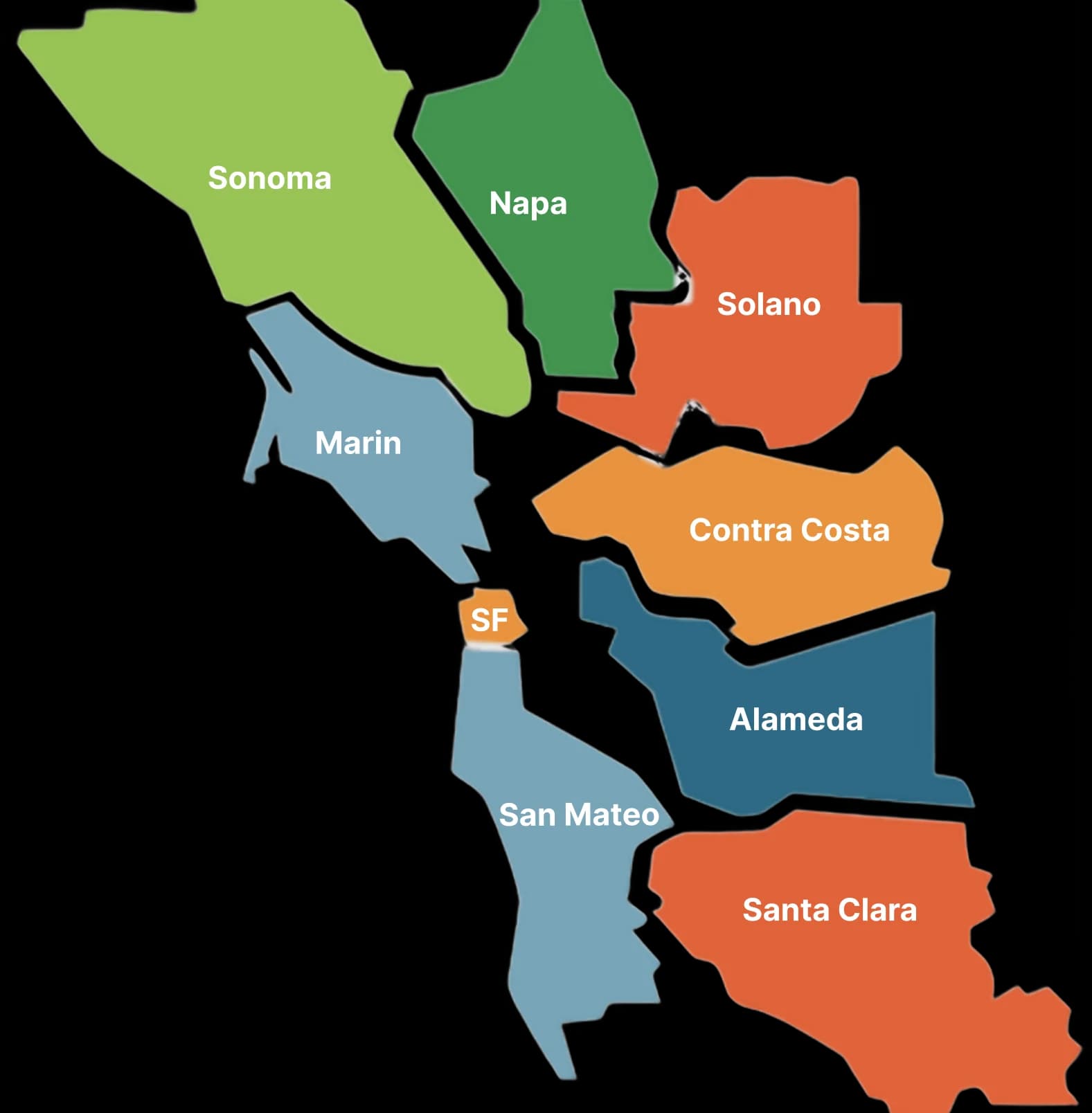 Bay Area moving services map